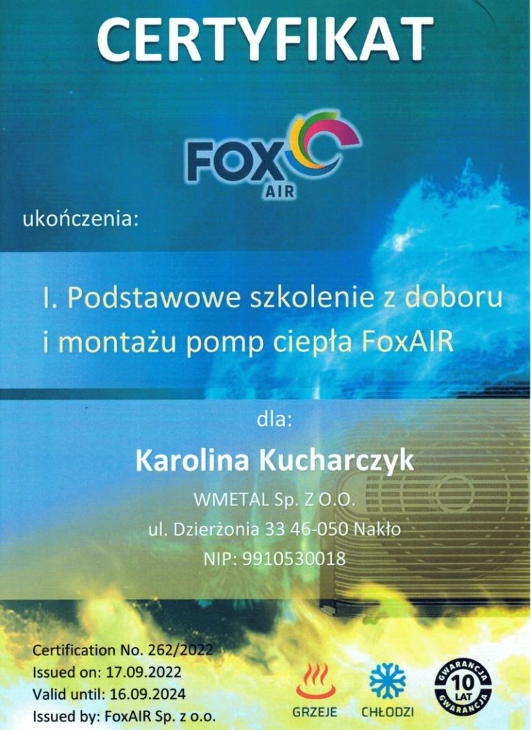 Podstawowe szkolenie z doboru i montażu pomp ciepła FoxAIR